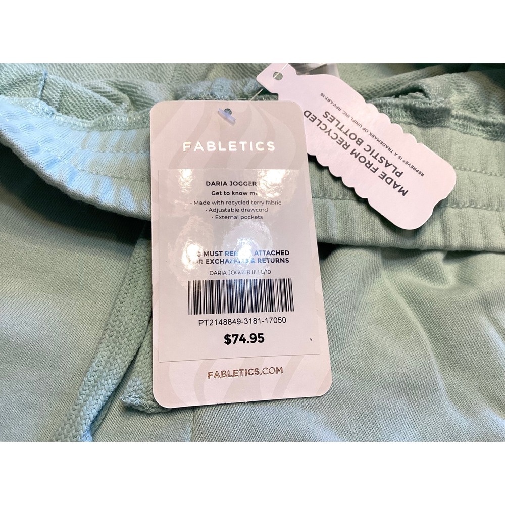 Fabletics Daria Jogger III Sage Green Recycled Terry Sweatpants L Lounge  NEW‎ - Picture 6 of 8